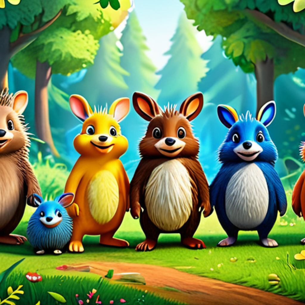 Kongs Jrabbit & Friends**

"A group of diverse, anthropomorphic animal characters from Kongs Jrabbit (e.g., Jrabbit, hedgehog, etc.) standing together in a lush, colorful forest clearing, smiling. The scene evokes friendship and teamwork. Bright, vibrant colors, whimsical style, safe for work, family-friendly."

**