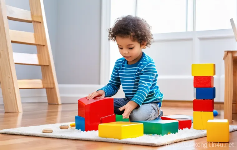 콩지래빗의 어린이 교육 콘텐츠 - **Prompt:** A cozy, brightly lit children's play area in a home, filled with high-quality, colorful ...