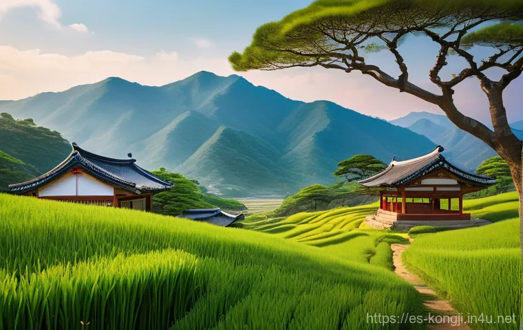 콩지래빗 동화책 - **A Depiction of Kongji's Hardship and Steadfastness:** A wide shot of young Kongji in a humble, wor...