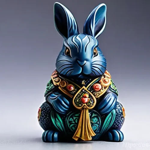 Home 22 콩지래빗 한정판 아이템 - **A close-up, high-resolution studio shot of the Kongji Rabbit special edition collectible figurine....