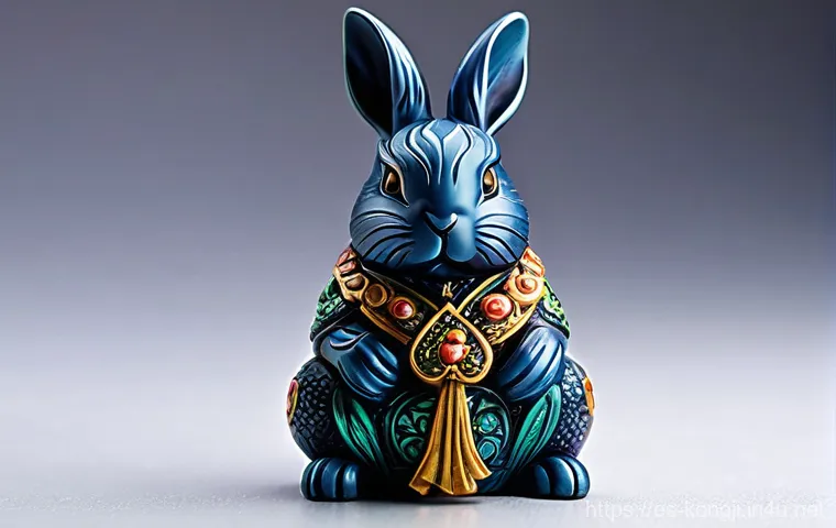 콩지래빗 한정판 아이템 - **A close-up, high-resolution studio shot of the Kongji Rabbit special edition collectible figurine....