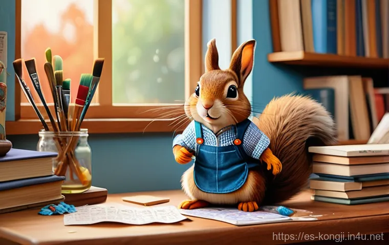 콩지래빗 팬아트 대회 - **Prompt:** A painterly fantasy illustration depicting Kongji Rabbit in a serene, enchanted forest a...